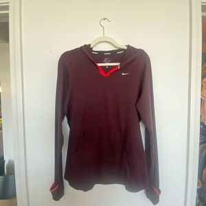 Nike- Dry Fit Long Sleeve Hoodie, Maroon (medium)